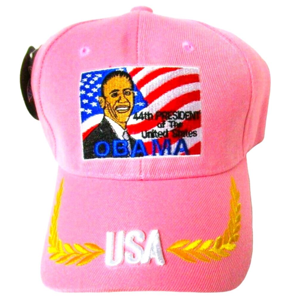 City Big Pink Wool Blend Baseball Hat Barack Obama Appliqué One Size Adjustable